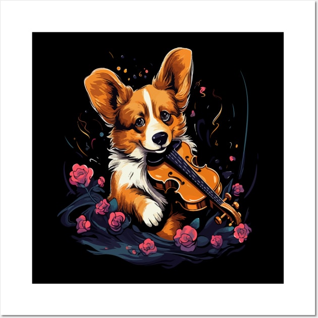 Corgi Playing Violin Wall Art by JH Mart